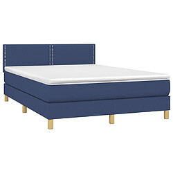 Avis vidaXL Sommier à lattes de lit avec matelas LED Bleu 140x190 cm Tissu