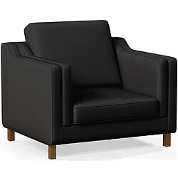 ICONIK INTERIOR Fauteuil avec Accoudoirs - Revêtu de Cuir - Mattathais Noir 