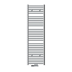 LuxeBath Radiateur de salle de bain Sahara 500x1800 mm, chrome, courbé, raccord central y compris garniture de raccordement avec thermostat forme d'angle raccord mural