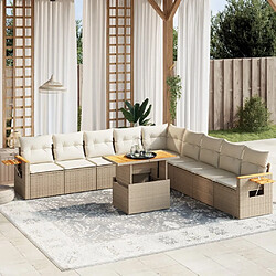 vidaXL Salon de jardin 11 pcs avec coussins beige résine tressée