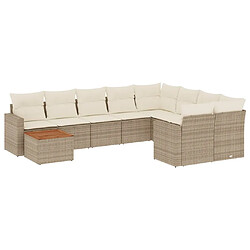 Maison Chic Salon de jardin avec coussins 10 pcs | Ensemble de Table et chaises | Mobilier d'Extérieur beige résine tressée -GKD74909