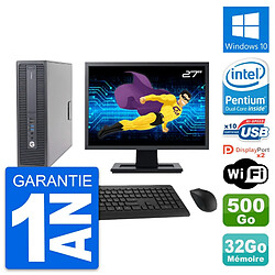 PC HP 600 G2 SFF Ecran 27" Intel G4400 RAM 32Go Disque Dur 500Go Windows 10 Wifi - Occasion