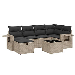 vidaXL Salon de jardin avec coussins 7 pcs gris résine tressée