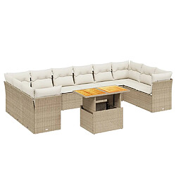 vidaXL Salon de jardin 11 pcs avec coussins beige résine tressée