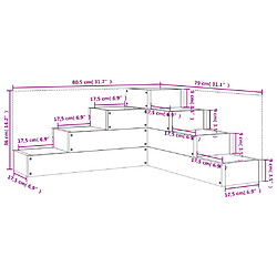 vidaXL Jardinière 4 niveaux 80,5x79x36 cm noir bois de pin massif pas cher