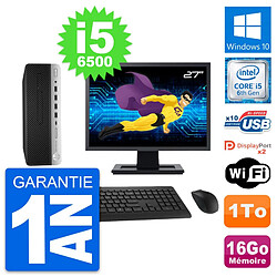 PC HP 600 G3 SFF Ecran 27" Intel i5-6500 RAM 16Go Disque Dur 1To Windows 10 Wifi · Occasion 