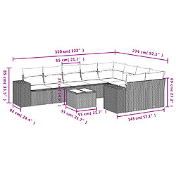 Avis vidaXL Salon de jardin 10 pcs avec coussins noir résine tressée