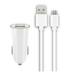 MOOOV Chargeur allume-cigares 2 USB-A 2,4 A + câble micro-USB 1 m - blanc 