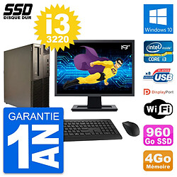 PC Lenovo M82 SFF Ecran 19" Intel Core i3-3220 RAM 4Go SSD 960Go Windows 10 Wifi · Occasion 