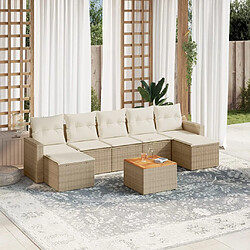 vidaXL Salon de jardin avec coussins 8 pcs beige résine tressée 