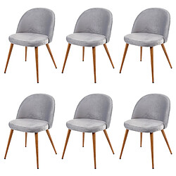 Decoshop26 Lot de 2 chaises de salle à manger tissu velours gris clair en bois style rétro 04_0002118