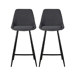 Mes Lot de 2 chaises de bar H67 cm en tissu gris foncé - ORMOY