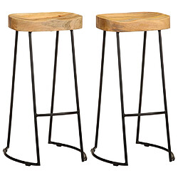 vidaXL Tabourets de bar lot de 2 bois de manguier massif 