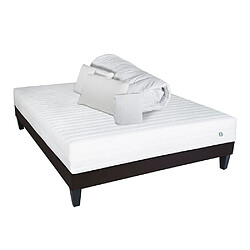 Olympe Literie Pack Egio Pack Prêt à dormir EGIO 160x200 cm | Matelas Latex Like + Sommier Bois + Accessoires