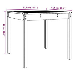 vidaXL Table de jardin gris 82,5x82,5x76 cm bois massif de pin pas cher