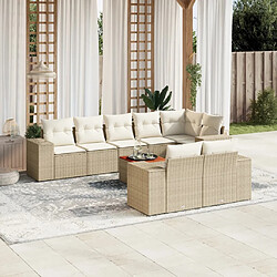 vidaXL Salon de jardin avec coussins 9 pcs beige résine tressée 