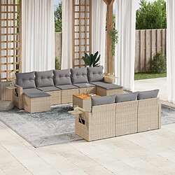 Maison Chic Salon de jardin et coussins 11 pcs | Ensemble de Table et chaises | Mobilier d'Extérieur mélange beige résine tressée -GKD89492