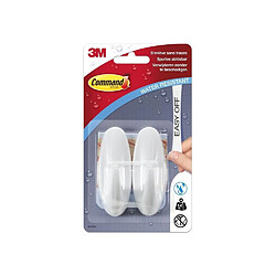 3M COMMAND 2 crochets adhésifs - Plastique - Blanc - Design moyen 