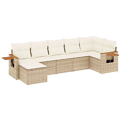 vidaXL Salon de jardin avec coussins 7 pcs beige résine tressée