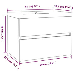 vidaXL Meuble lavabo avec bassin intégré Chêne fumé Bois d'ingénierie pas cher