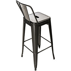 Decoshop26 Lot de 2 tabourets de bar industriel en métal avec repose-pied couleur noir TDB10141