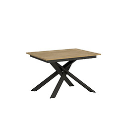 Itamoby Table Extensible Ganty 90x120/180 cm. Chêne Nature bande de chante en teinte cadre Anthracite