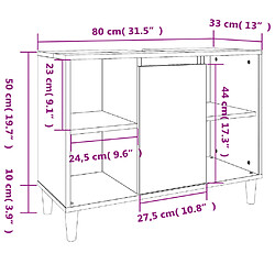 vidaXL Meuble d'évier chêne fumé 80x33x60 cm bois d'ingénierie pas cher