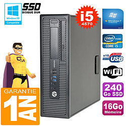 PC HP EliteDesk 800 G1 SFF Core I5-4570 16Go Disque 240Go SSD Graveur DVD Wifi W7 - Occasion