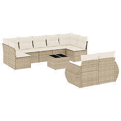 Maison Chic Salon de jardin avec coussins 10 pcs | Ensemble de Table et chaises | Mobilier d'Extérieur beige résine tressée -GKD66358