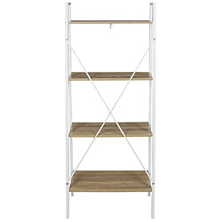 The Home Deco Factory Etagère large à 4 planches en bois et métal - L. 60 x H. 148 cm. - Blanc