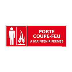 Signaletique Biz Panneau Porte Coupe Feu À Maintenir Fermée. Signalisation Incendie. Autocollant Porte Coupe Feu, panneau PVC, Alu - 980 x 350 mm - Adhésif - Adhésif 