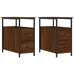 vidaXL Tables de chevet 2pcs chêne marron 30x60x60cm bois d'ingénierie