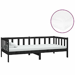 Maison Chic Lit de jour avec matelas, Lit de repos Lit d'invité pour Salon Chambre,Canapé-lit 90x200 cm Noir Bois de pin massif -MN72207