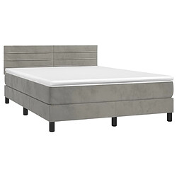 Avis Sommier à lattes LED,Cadre à lattes de lit avec matelas pour Adulte Gris clair 140x190 cm -MN26527