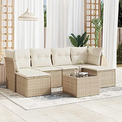 vidaXL Salon de jardin avec coussins 7 pcs beige résine tressée 