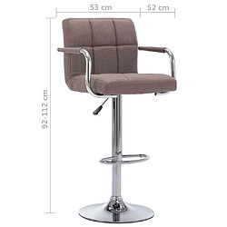 vidaXL Chaises de bar lot de 2 taupe tissu pas cher