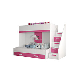 Abiks Meble PARTY 16 Lit superposé 247/165/120 (blanc/rose) 