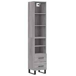 vidaXL Buffet haut Sonoma gris 34,5x34x180 cm Bois d'ingénierie