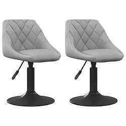 vidaXL Chaises pivotantes à manger lot de 2 Gris clair Velours