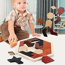 Universal Puzzle hexagonal en bois forme motif bloc Tangran cerveau bande annonce pas cher