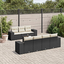 vidaXL Salon de jardin 8 pcs avec coussins noir résine tressée 