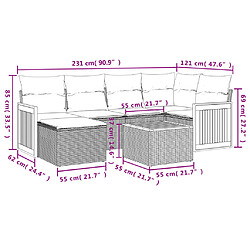 vidaXL Salon de jardin avec coussins 7 pcs gris résine tressée pas cher