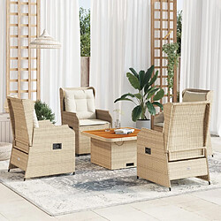 vidaXL Salon de jardin avec coussins 5 pcs beige résine tressée 