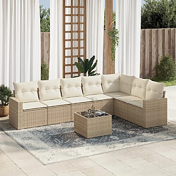 Maison Chic Salon de jardin avec coussins 8 pcs | Ensemble de Table et chaises | Mobilier d'Extérieur beige résine tressée -GKD16191