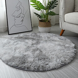 LUUCOZK Tapis à poils longs doux et moelleux pour chambre à coucher et salon - Gris clair-110 cm rond 