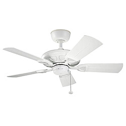 Elstead Lighting Ventilateur de plafond à 5 pales avec chaîne de traction de 107 cm, blanc mat 