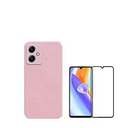 Kit de film en verre trempé de la couverture de 5D + couvercle de silicone liquide Phonecare pour Xiaomi Redmi 13C 5G - rose 