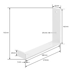 Lot de 2 Supports d'Étagère ML-Design 20 x 14 x 4 cm, en Métal, Blanc, Style Industriel