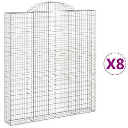 vidaXL Paniers à gabions arqués 8 pcs 200x30x220/240 cm fer galvanisé