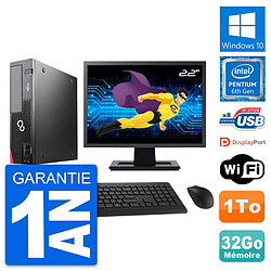 PC Fujitsu D556 DT Ecran 22" Intel G4400 RAM 32Go Disque Dur 1To Windows 10 Wifi - Occasion